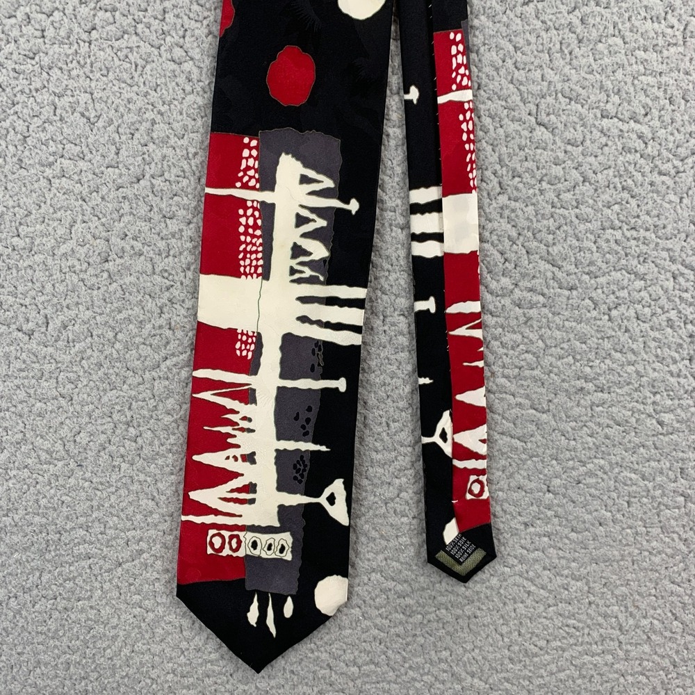 Luxury 100% Silk Tie Handmade In Italy Abstract Print XL